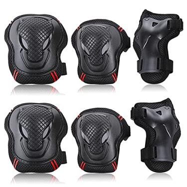 Imagem de Tingpai Conjunto de joelhei s 6 Kit protetor Joelhei s Joelhei s Protetores de pulso Conjunto de equipamentos de proteção Almofadas de proteção de segu nça pa andar de bicicleta de skate