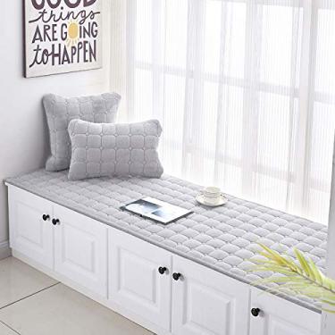Imagem de Tapetes de área para janela saliente antiderrapante lavável tapete macio coral veludo tapete quadriculado decorativo sala de estar quarto infantil sala de estudo sofá de cabeceira varanda, cinza prateado, 80 * 180 cm