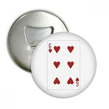 Imagem de Coração 6 cartas de baralho padrão abridor de garrafa ímã de geladeira emblema multifuncional crachá