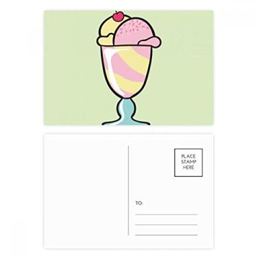 Imagem de Conjunto de cartão postal Cherry Sweet Cup sorvete cartão postal de aniversário envio cartão de agradecimento