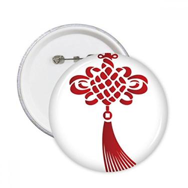 Imagem de China nó vermelho padrão de segurança pinos redondos crachá botão emblema decoração acessório 5 peças
