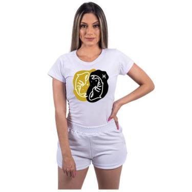 Imagem de Camiseta T-Shirt Feminino Signos Símbolos Zodíaco Baby Look Branca - M