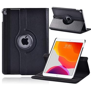 Imagem de Capa para tablet giratória de 360 graus para Ipad 8ª geração 2020/2018/para Ipad 7ª geração/para Ipad Air 3/para Ipad Pro 10,5 polegadas Estojo com suporte, preto, para iPad 2021 9ª 10,2