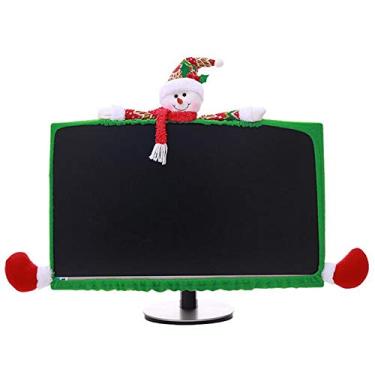 Imagem de Capa para monitor de computador de Natal Long7INES, capa para monitor de computador de rena com decoração de Natal elástica, capa elástica para computador laptop para decoração de casa de Natal e ideias de presente de ano novo, Multicolors, Snowman