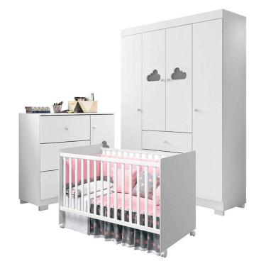 Imagem de Quarto de Bebê Ane com Berço Americano Tico Branco Brilho - Phoenix Baby