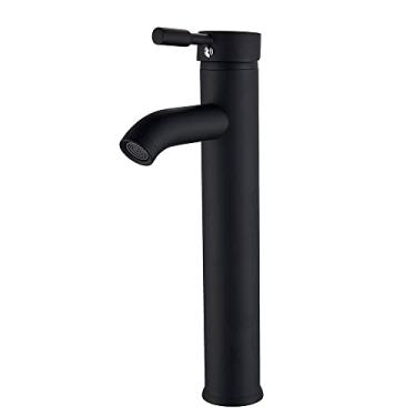 Imagem de Torneiras de lavatório de banheiro Torneira de lavatório misturadora fria/quente Preto Dourado Torneira de cozinha de água Torneira de pia de banheiro Um furo, Preto fosco Alto A