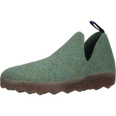 Imagem de Asportuguesas Sapato feminino City Slip Ons, Verde musgo 059 Tweed/feltro, 5.5