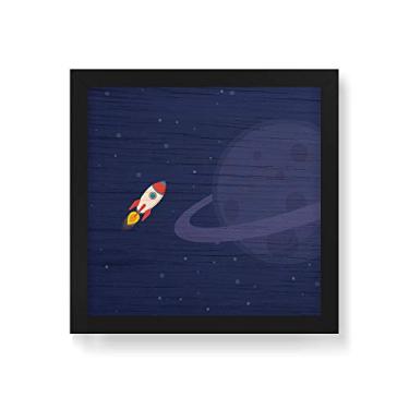 Imagem de Arte Maníacos Quadro Decorativo em Madeira Nave Planeta - 30x30cm (Moldura caixa em laca preta)