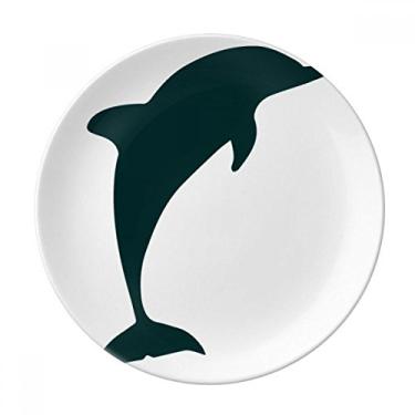 Imagem de Prato de golfinho ecológico azul oceano decorativo de porcelana salver louça de jantar