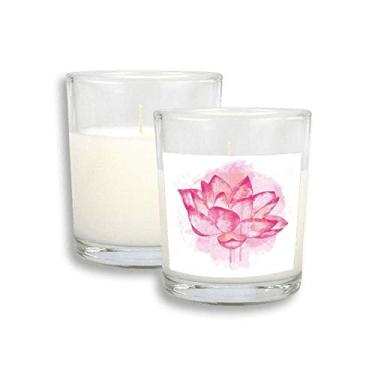 Imagem de Cera de incenso perfumada de vidro com flor de lótus rosa aquarela