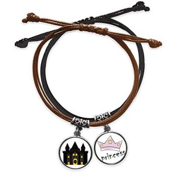 Imagem de DIYthinker Pulseira de Ilustração Colorida Castelo de Conto de Fadas Corrente de Mão Pulseira de Couro Princesa