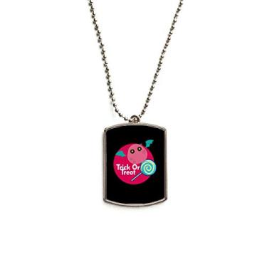 Imagem de DIYthinker Colar com pingente de etiqueta de cachorro de aço inoxidável Happy Trick Treat