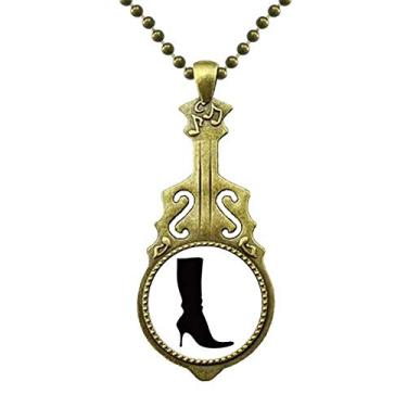 Imagem de DIYthinker Colar de silhueta de botas altas pretas padrão simples joia de guitarra pingente de música
