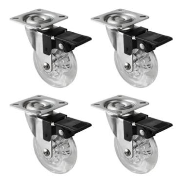 Imagem de 4 Rodízio Giratório Gel 50mm Silicone Roda Com Trava