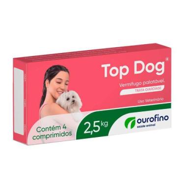 Imagem de Vermífugo Top Dog Com  4 Comprimidos Cães De 2,5 Kg - Ouro Fino