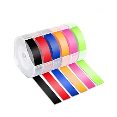 Imagem de Fitas de gravação de 9 mm compatíveis para Dymo 3D fita de etiqueta colorida, para Dymo Organizer Xpress Pro, Label Buddy, Old Rotex Embosser Office Mate II, pacote com 6