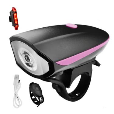 Imagem de TIORU 3 modos de luz frontal da bicicleta com Super Loud Bell Horn USB recarregável farol de ciclismo lanterna impermeável acessórios de bicicleta,B