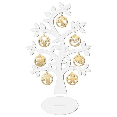 Imagem de Árvore Branca Com Bolinhas De Natal 28cmx40cm - Cria Arte Laser Dourado
