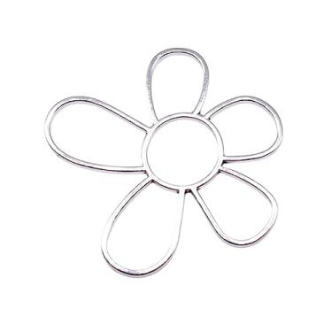Imagem de Stebcece ✪ Pingente de flores grandes abstratas de prata/ouro para bricolagem em grampo de cabelo, brincos e colares, fabricação de joias, Prata esterlina, Opala