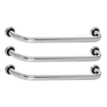 Imagem de Kit 3 Barras De Apoio Para Banheiro De 30cm Idosos E Pne Cor: Cinza