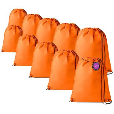 Imagem de Kit 10x Mochilas tipo Saco Gym Sack em TNT Premium 33x40cm Marino TopGet