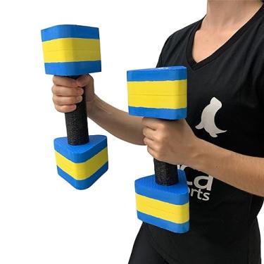 Imagem de Par Halteres Hidroginástica Natação Hidroterapia em EVA 2 A 3 Kg DF4012-AZ Azul/Amarelo Dafoca Sports