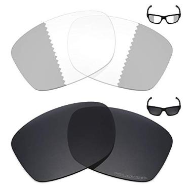 Imagem de 2 pares de lentes de reposição para óculos de sol Oakley Jupiter Squared da Mryok+ - cinza eclipse fotocromático/Stealth preto