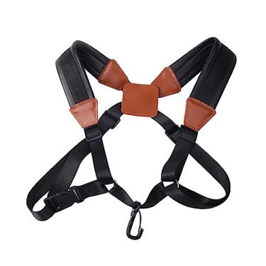 Imagem de Alça de saxofone de ombro duplo alça de pescoço ajustável arnês de ombro profissional sem estresse no pescoço acessórios de saxofone alça confortável