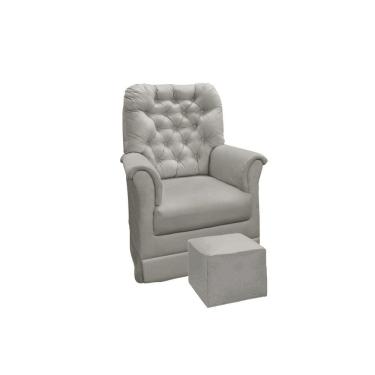 Imagem de Poltrona Balanço de Amamentação Com Puff Reto Maternidade Agatha Suede Cz - Phoenix Baby