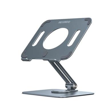 Imagem de Iruihoo Suporte de para tablet ajustável,iPad suportes de celular telefone,dobrável liga de alumínio suportes e suportes para mesa compatível 4-13" tablets Cinza