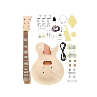 Imagem de guitarra peças faça você mesmo Para Lp Guitarra Elétrica Semi-acabado Conjunto Diy Guitarra Elétrica Pintado À Mão Montado Corpo E Pescoço Da Guitarra Elétrica (Size : Maple)