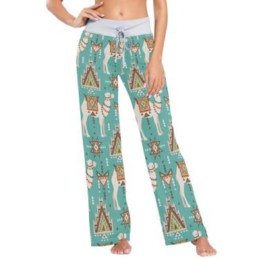 Imagem de JUNZAN Egyptian Camel Nation Calça de pijama leve azul-petróleo para mulheres calças de pijama confortáveis femininas estampado PP, Egyptian Camel Nation, azul-petróleo, GG