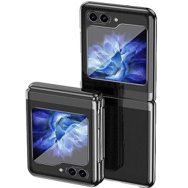 Imagem de CCSmall Capa transparente para Samsung Galaxy Z Flip5 5G, capa dobrável com revestimento de luxo, fina, fina, rígida, à prova de choque, capa protetora para celular Samsung Galaxy Z Flip 5 DD preta