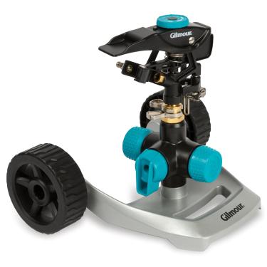 Imagem de Gilmour 831673-1001 Aspersor circular com base de roda ajustável (5.800 pés quadrados), preto/aqua