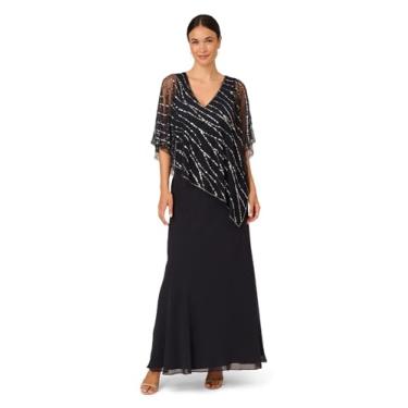 Imagem de Adrianna Papell Vestido feminino plus size com contas, Meia-noite, 5