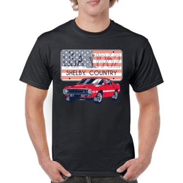 Imagem de Camiseta masculina Shelby Country 1962 GT500 American Racing USA Made Mustang Cobra GT Performance Powered by Ford, Preto, G