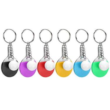 Imagem de MUNEFE pces chaveiros pingpong, mini chaveiro do bastão de pingpong, enfomentos keychian do tênis de mesa de borracha do metal para o ornamento do saco