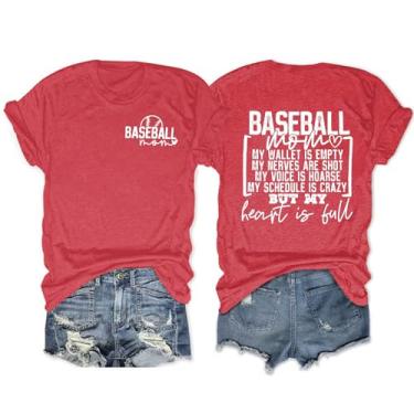Imagem de Camisetas de beisebol Mom Women in My Baseball Mom Era, camisetas engraçadas de beisebol com estampa de mamãe, Vermelho, M