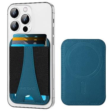 Imagem de Carteira magnética, carteira Magsafe da Eiffel-Tower para Apple iPhone 14 Pro Max/14 Pro/14/14 Plus/13/12, carteira de couro para Magsafe, carteira magnética para telefone iPhone 14/13/12, comporta 7 cartões, azul marinho