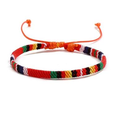 Imagem de LRGKMCWTOB Pulseiras hippie de tecido estilo boêmio para meninas adolescentes, pulseiras coloridas de corda de surfista de verão, pulseiras vintage feitas à mão para amizade, lembrancinhas de festa