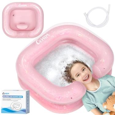 Imagem de Cehim Pia inflável para locais, tigela de xampu portátil, lavatório de cabelo para acamados, deficientes, feridos, banheira de lavagem de cabelo para dreadlocks e lavagem de pia em casa