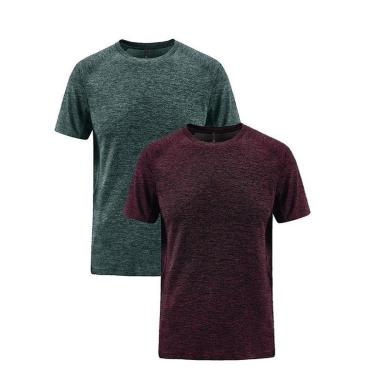 Imagem de Kit 2 Camisetas Masculina Dry Academia Treino Fitness - G - Vinho e Cinza-Masculino