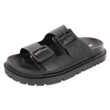 Imagem de MIA Sandálias esportivas femininas Gen Metallic Slide Casual Salto baixo 2,5-5 cm - Prata, Preto, 35