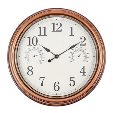 Imagem de Vigorwise Relógios de parede de plástico à prova d'água de 30,5 cm com temperatura e umidade