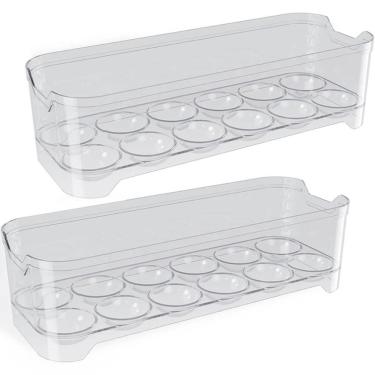 Imagem de Kit 2 Organizadores de Geladeira Porta Ovos 12un 28x10x7,5cm