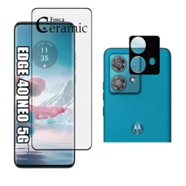 Imagem de Kit Película Ceramica Fosca 9D + Película Da Camera Lente Para Motorola Moto Edge 40 Neo
