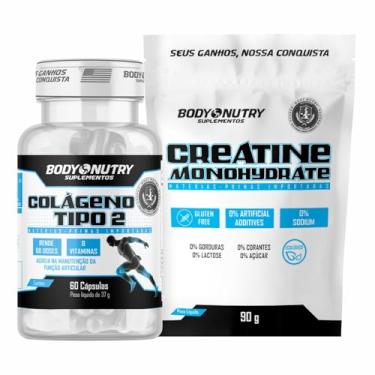 Imagem de Kit Colageno Tipo 2 Uc2 Vitaminas Joelho Articulação Pote 60 Cáps 40mg Vitamina B1 B2 B6 B12 C E D3 + Creatina Monohidratada 3g Ganho Muscular Hipertrofia Força Energia Resistência 90g
