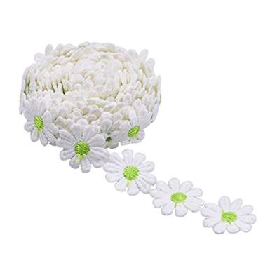 Imagem de Fita de renda com aplique de flor de margarida de 2,5 cm para embrulho de presente, artesanato, costura, vestido de casamento, acessórios de cabelo, joias, apanhadores de sonhos, enfeites de borlas