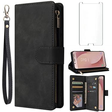 Imagem de Asuwish Capa carteira compatível com Samsung Galaxy J7 Pro J730G e protetor de tela de vidro temperado, capa flip de couro, suporte de cartão, capas para celular para Glaxay J7pro J 7 2017 7J J730F