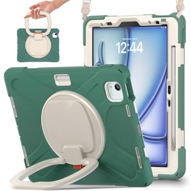 Imagem de SCSVPN Capa protetora para iPad Air de 11 polegadas M3/M2 (7ª/6ª geração, 2025/2024), iPad Air 5ª/4ª geração 10,9" (2022/2020), iPad Pro 11" (2020-2018) com suporte para caneta + suporte + alça de